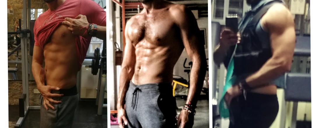 Composizione originale di tre fotografie scattate in palestra